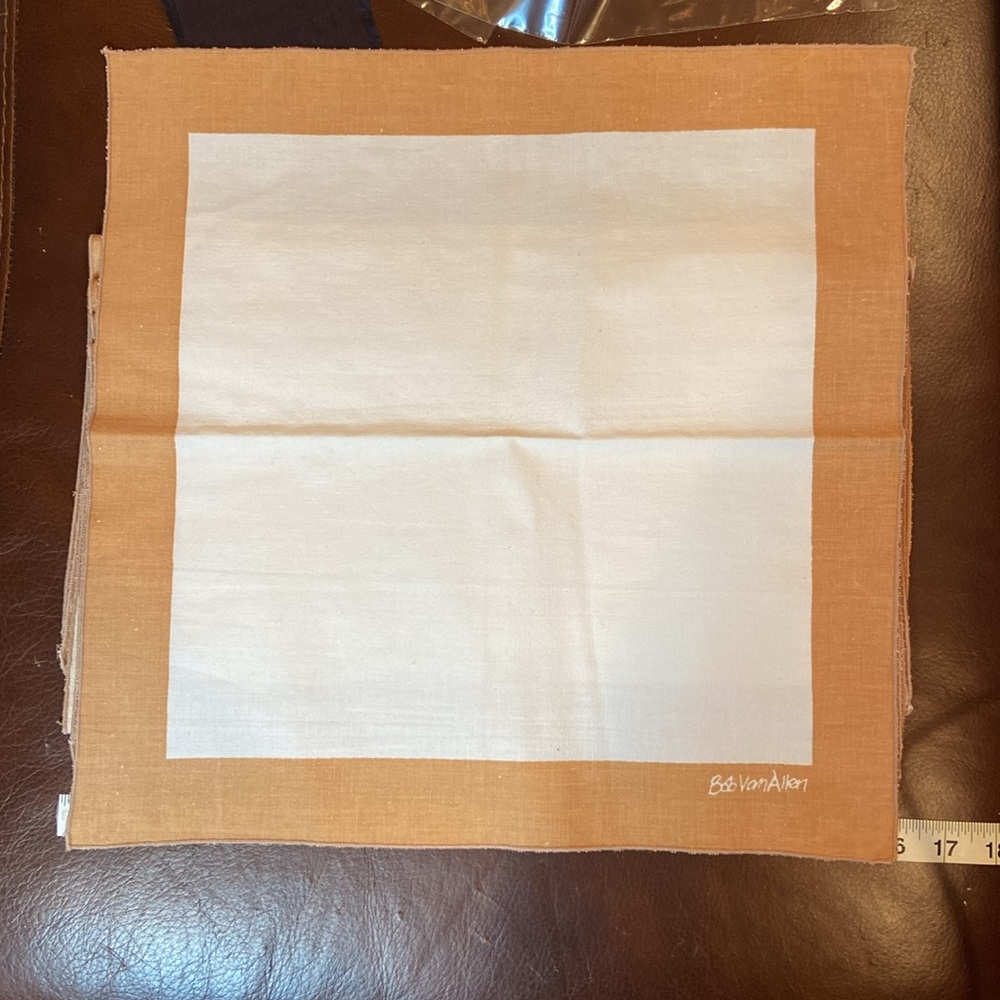 Vintage Bob Van Allen cloth napkins, ivory & tan, 16x16, set of 12 - Picture 3 of 4